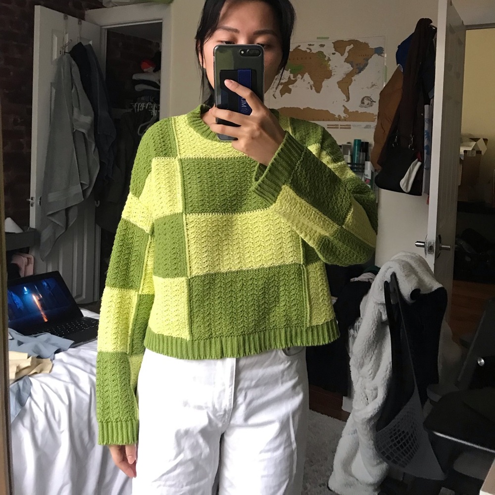 [SOLD] Boxy asos Green plaid sweater